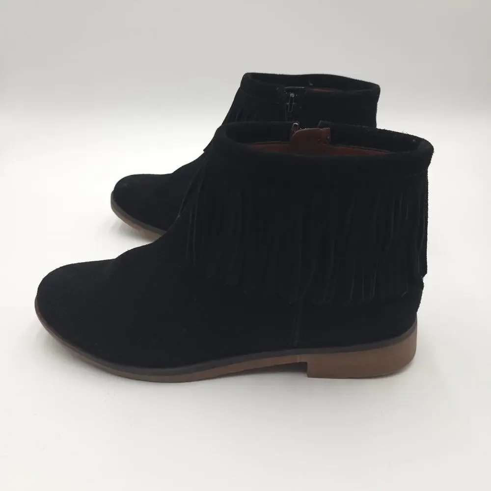 Lucky Brand Women's Galley Fringe Suede Black Bootie Size 7